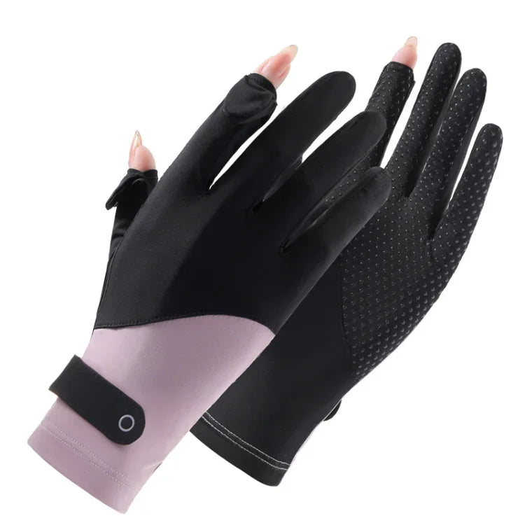 FSN02 1 paire de gants fins, respirants, rafraîchissants, antidérapants, en soie glacée, résistants aux UV, pour le cyclisme et la conduite, taille unique