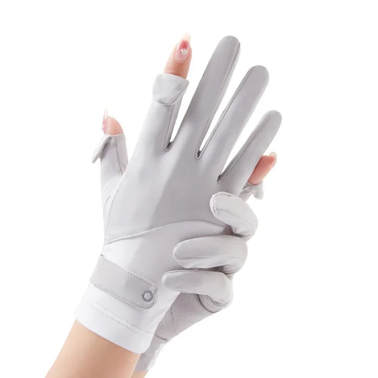 FSN02 1 paire de gants fins, respirants, rafraîchissants, antidérapants, en soie glacée, résistants aux UV, pour le cyclisme et la conduite, taille unique