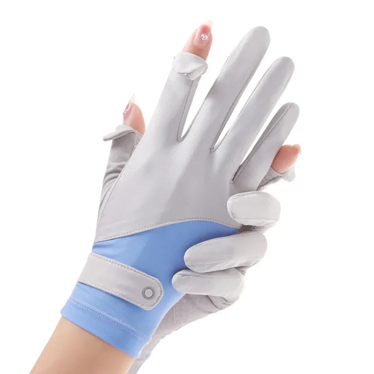 FSN02 1 paire de gants fins, respirants, rafraîchissants, antidérapants, en soie glacée, résistants aux UV, pour le cyclisme et la conduite, taille unique