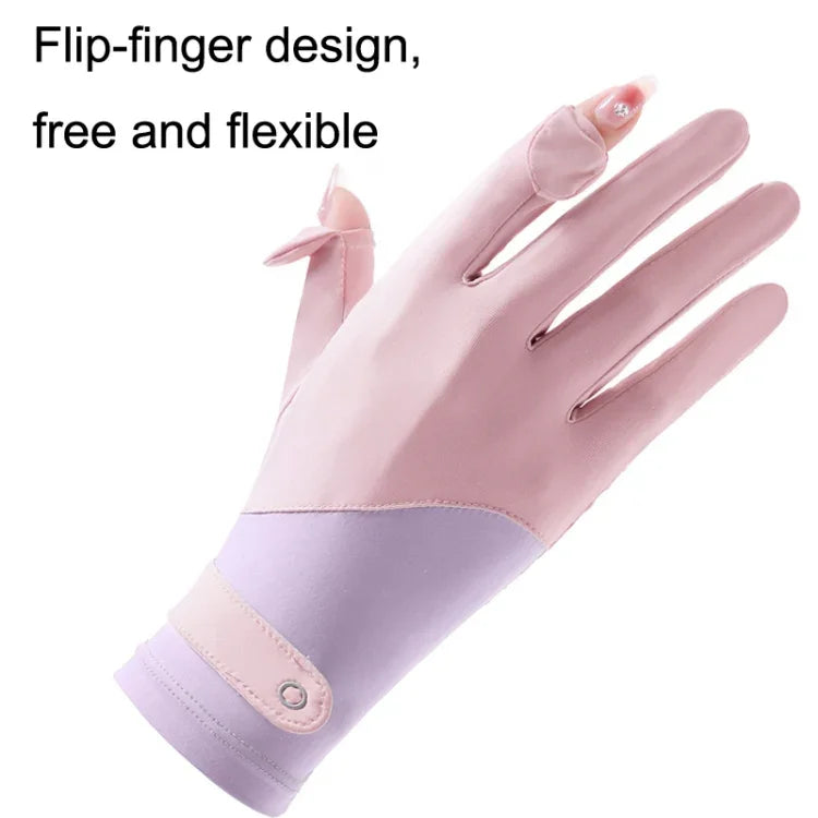 FSN02 1 paire de gants fins, respirants, rafraîchissants, antidérapants, en soie glacée, résistants aux UV, pour le cyclisme et la conduite, taille unique