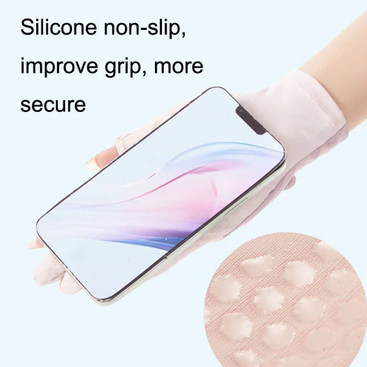 FSN02 1 paire de gants fins, respirants, rafraîchissants, antidérapants, en soie glacée, résistants aux UV, pour le cyclisme et la conduite, taille unique
