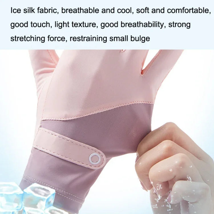 FSN02 1 paire de gants fins, respirants, rafraîchissants, antidérapants, en soie glacée, résistants aux UV, pour le cyclisme et la conduite, taille unique