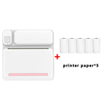 Imprimante de devoirs étudiants C19 200DPI Bluetooth sans encre de poche, rose, bleu, papier d'imprimante rose x 5, papier d'imprimante bleu x 5, autocollant rose x 5, autocollant bleu x 5, ensemble rose, ensemble bleu