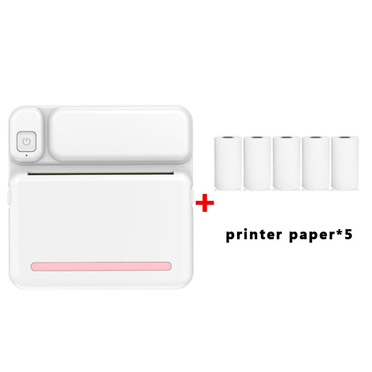 Imprimante de devoirs étudiants C19 200DPI Bluetooth sans encre de poche, rose, bleu, papier d'imprimante rose x 5, papier d'imprimante bleu x 5, autocollant rose x 5, autocollant bleu x 5, ensemble rose, ensemble bleu
