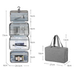 13552A Trousse de toilette de voyage pliable étanche avec crochet, Gris, Rose, Bleu Marine