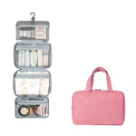 13552A Trousse de toilette de voyage pliable étanche avec crochet, Gris, Rose, Bleu Marine