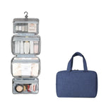 13552A Trousse de toilette de voyage pliable étanche avec crochet, Gris, Rose, Bleu Marine