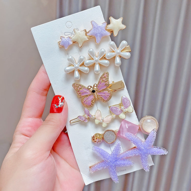 Alloy Colorful Hairpin Headgear Pearl Rhinestone Clip Set, 8PCS/Set Heavy Work, 8PCS/Set Cherry, 8PCS/Set Pink Cherry, 8PCS/Set Starfish, 7PCS/Set Mermaid, 4PCS/Set Light Blue, 6PCS/Set Purple, 7PCS/Set Yellow Heart, 7PCS/Set Diamond Hand              ...