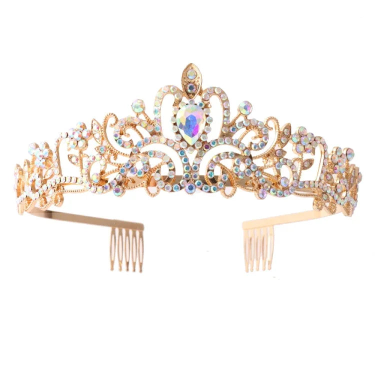 G2888 Crystal Diamond Wedding Party Braided Hair Crown Show Headband, Silver White, Silver, Gold, Rose Gold, AB Colorful, White+Pink, Pink, Blue, No Comb Rose Gold, No Comb Gold, Colorful Opal, Colorful, Purple Red Diamond, Light Purple, Light Green   ...