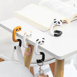 2 crochets pour cartable à fixer au bureau, cintre amovible pour sac de bureau, panda, petit chat rose, raton laveur, chaton