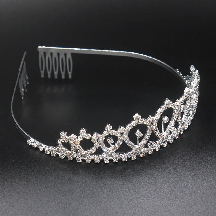 Couronne de chignon de fête d'anniversaire WM-02 en cristal diamant, Couleur : Or Reine Set1, Argent, Or, Or Rose, Diamant AB, Reine Or, Reine Argent AB, Reine Argent, Reine Or Rose, Reine Dorée, Fille Argent, Fille Or AB, Fille Or, Fille Or Rose