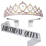 Couronne de chignon de fête d'anniversaire WM-02 en cristal diamant, Couleur : Or Reine Set1, Argent, Or, Or Rose, Diamant AB, Reine Or, Reine Argent AB, Reine Argent, Reine Or Rose, Reine Dorée, Fille Argent, Fille Or AB, Fille Or, Fille Or Rose