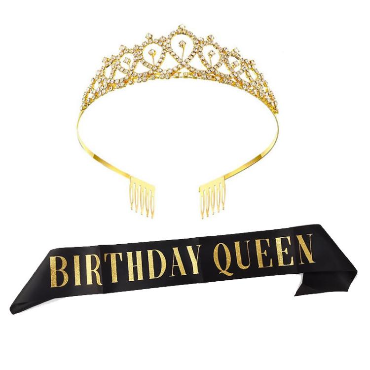 Couronne de chignon de fête d'anniversaire WM-02 en cristal diamant, Couleur : Or Reine Set1, Argent, Or, Or Rose, Diamant AB, Reine Or, Reine Argent AB, Reine Argent, Reine Or Rose, Reine Dorée, Fille Argent, Fille Or AB, Fille Or, Fille Or Rose