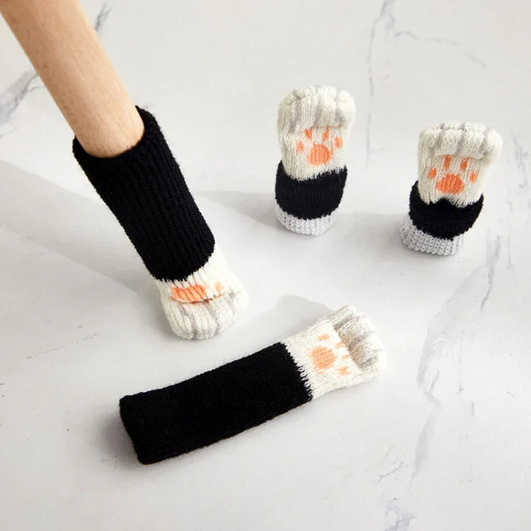 1 Set Double Knit Wear-Resisting Table Stool Leg Mute Protective Cover, Brown, Light Gray, Deep Gray, Black, Flower Brown, White, Light Coffee