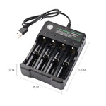 Chargeur USB indépendant 4 emplacements pour batterie lithium 18650 4,2 V, 4 emplacements USB (noir)