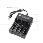 Chargeur USB indépendant 4 emplacements pour batterie lithium 18650 4,2 V, 4 emplacements USB (noir)