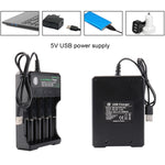 Chargeur USB indépendant 4 emplacements pour batterie lithium 18650 4,2 V, 4 emplacements USB (noir)