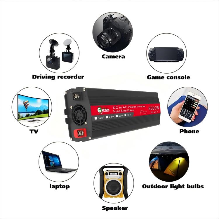 Gurxun 8000W High Power Household Car Sine Wave Inverter, 8000W 12V To 220V, 8000W 24V To 220V, 8000W 48V To 220V, 8000W 60V To 220V