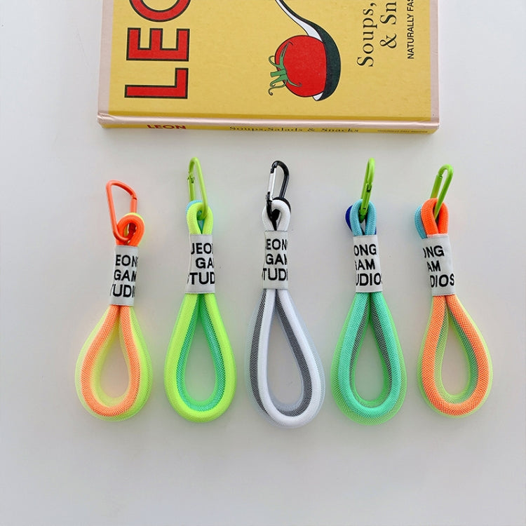 5 étuis pour téléphone portable avec cordon fluorescent, blanc et bleu, noir et blanc, orange et bleu, blanc et rouge, orange et jaune, bleu et vert, bleu foncé, blanc et violet