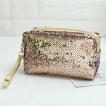 Travel Portable Sequined Anise Cosmetics Tote Storage Bag, Red, Black, Pink, Rose Red, Royal Blue, Gold, Rose Gold