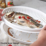 Cuiseur à poisson vapeur avec couvercle, assiette à poisson à la vapeur, assiette à poisson à la vapeur