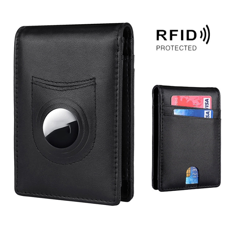Porte-cartes RFID en cuir pour homme, compatible avec AirTag 2e génération / AirTag 1re génération, fibre de carbone, tissage uni