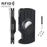 Porte-cartes en métal RFID ultra fin pour homme, compatible AirTag 2e génération / AirTag 1re génération, noir, bleu, rouge