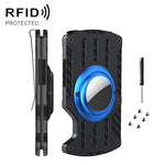 Porte-cartes en métal RFID ultra fin pour homme, compatible AirTag 2e génération / AirTag 1re génération, noir, bleu, rouge