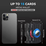 Porte-cartes en métal RFID ultra fin pour homme, compatible AirTag 2e génération / AirTag 1re génération, noir, bleu, rouge