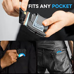 Porte-cartes en métal RFID ultra fin pour homme, compatible AirTag 2e génération / AirTag 1re génération, noir, bleu, rouge