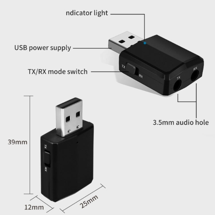 ZF-169 PLUS Adaptateur audio Bluetooth 5.0 USB 3 en 1 pour voiture