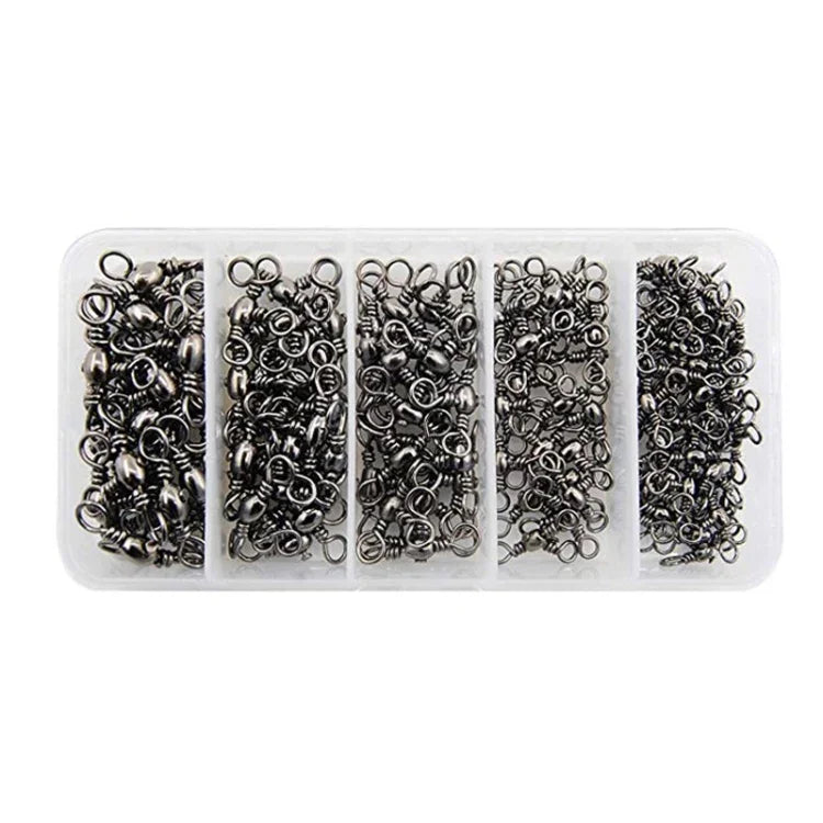 115 pièces / boîte Anneau de pêche en acier inoxydable en forme de bouteille à trois branches, 115 pièces / boîte