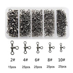 115 pièces / boîte Anneau de pêche en acier inoxydable en forme de bouteille à trois branches, 115 pièces / boîte
