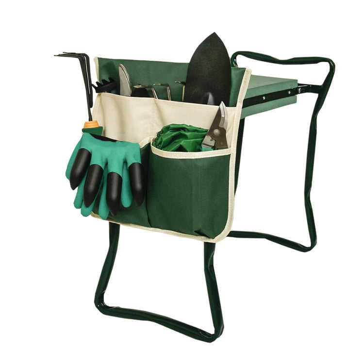 Sac de rangement pour outils chariot banc de jardinage MTP-635, MTP-635 vert avec couture beige