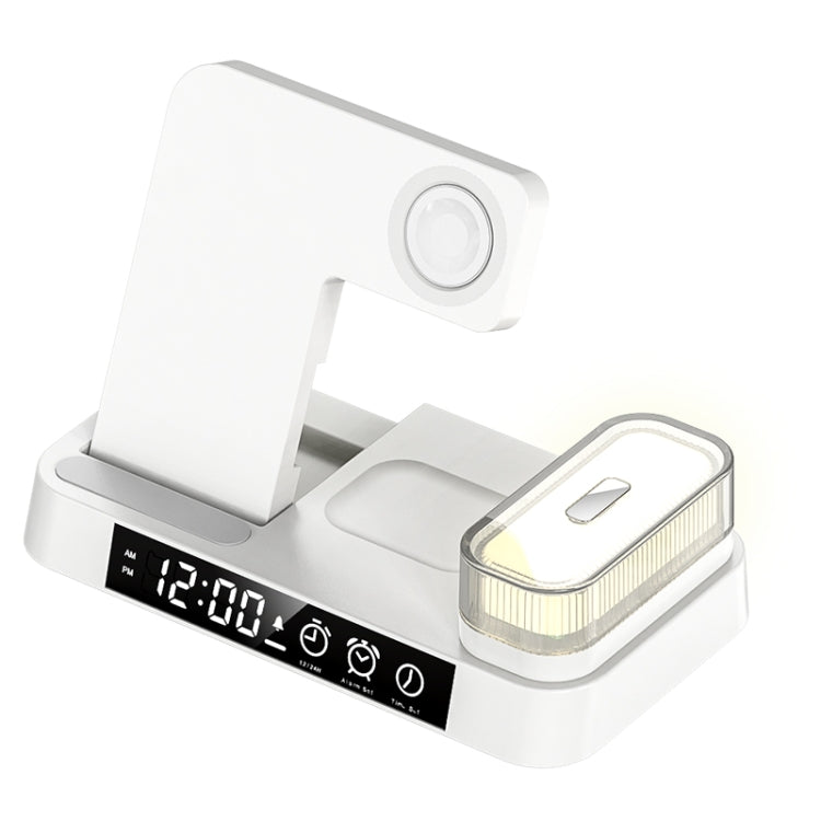 A37 Support de téléphone de recharge sans fil 3-en-1 30W avec veilleuse RVB et fonction réveil, A37 30W Blanc, A37 30W Noir