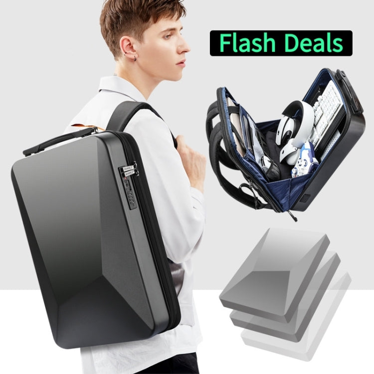 Sac à dos rigide étanche et extensible Bopai 61-93318A avec trou de charge USB, spécifications : standard (argent), à code (argent), standard (noir), à code (noir)
