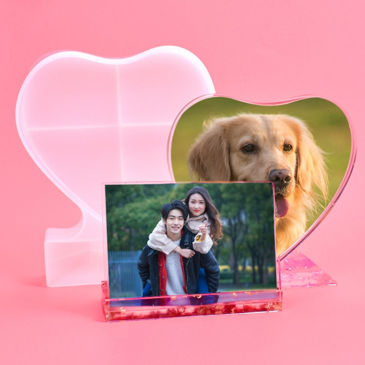 Moule en silicone DIY pour cadre photo carré en forme de cœur, Spécifications : S (Rectangle), S (Cœur), L (Cœur), L (Carré), Rectangle vertical