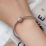 BSC644 Perles de rose violette en argent 925 galvanisées, accessoires de perles DIY creuses, BSC644