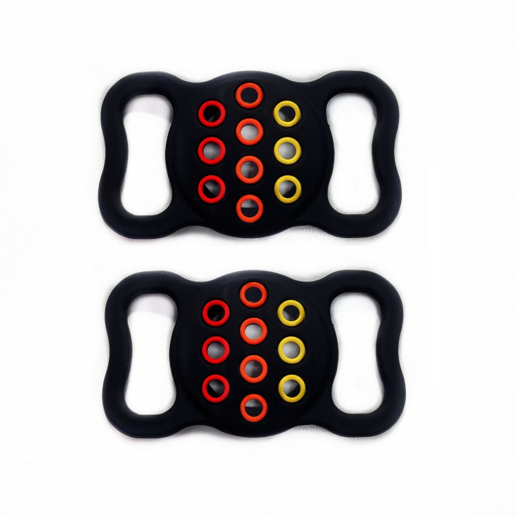 2 coques en silicone perforées de couleur contrastante pour collier de chien/chat compatibles avec AirTag 2e génération/AirTag 1re génération, noir, bleu foncé multicolore, rose multicolore, vert foncé, noir et gris