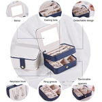 SH688-58 Boîte à Bijoux Double Couche Carrée en PU pour Boucles d'Oreilles, Double Couche (Blanc), Double Couche (Bleu Marine), Double Couche (Rose), Double Couche (Bleu Clair)