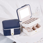 SH688-58 Boîte à Bijoux Double Couche Carrée en PU pour Boucles d'Oreilles, Double Couche (Blanc), Double Couche (Bleu Marine), Double Couche (Rose), Double Couche (Bleu Clair)