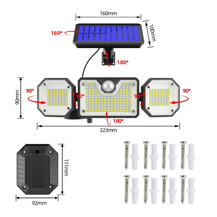 Lampe solaire LED d'extérieur étanche avec capteur de corps humain, Style : Split 226LED