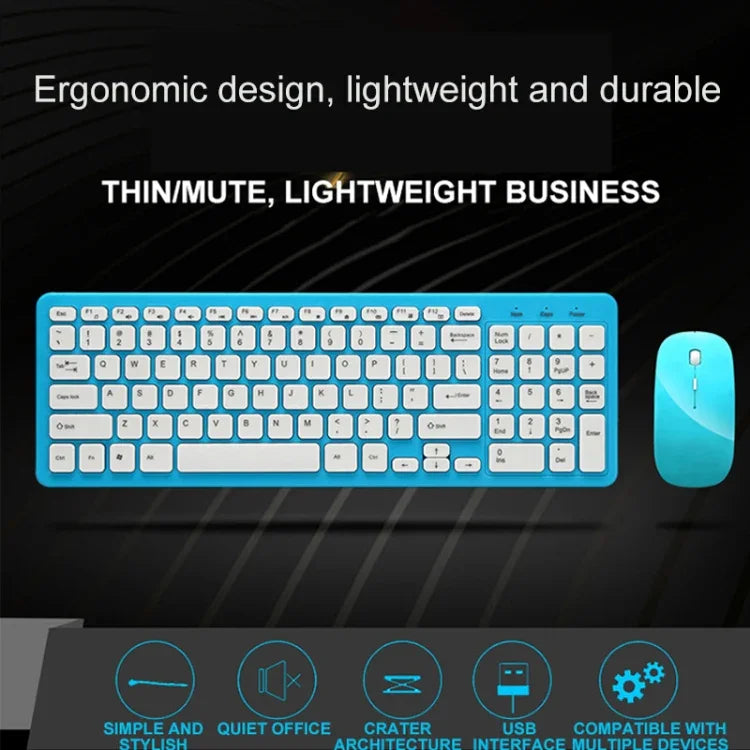 Ensemble clavier souris sans fil silencieux de bureau gaming MLD-568, MLD-568 Noir, MLD-568 Blanc, MLD-568 Bleu, MLD-568 Rose