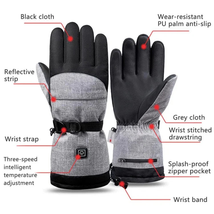 Gants Chauffants Électriques Chauffe-Mains d'Hiver, Spécification :, Gants Seuls, Avec Boîtier de Batterie