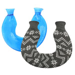 Sac à eau chaude en PVC en forme de U pour les compresses chaudes des épaules et du cou, anti-explosion, bleu + cristal gris, bleu + cristal marine, bleu + tricot flocon de neige vert, bleu + tricot gris, bleu + tricot cyan, tricot bleu clair et cyan