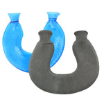 Sac à eau chaude en PVC en forme de U pour les compresses chaudes des épaules et du cou, anti-explosion, bleu + cristal gris, bleu + cristal marine, bleu + tricot flocon de neige vert, bleu + tricot gris, bleu + tricot cyan, tricot bleu clair et cyan