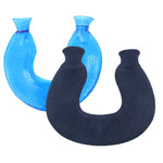 Sac à eau chaude en PVC en forme de U pour les compresses chaudes des épaules et du cou, anti-explosion, bleu + cristal gris, bleu + cristal marine, bleu + tricot flocon de neige vert, bleu + tricot gris, bleu + tricot cyan, tricot bleu clair et cyan