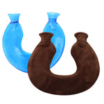 Sac à eau chaude en PVC en forme de U pour les compresses chaudes des épaules et du cou, anti-explosion, bleu + cristal gris, bleu + cristal marine, bleu + tricot flocon de neige vert, bleu + tricot gris, bleu + tricot cyan, tricot bleu clair et cyan