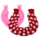 Sac à eau chaude en PVC en forme de U pour les compresses chaudes des épaules et du cou, anti-explosion, bleu + cristal gris, bleu + cristal marine, bleu + tricot flocon de neige vert, bleu + tricot gris, bleu + tricot cyan, tricot bleu clair et cyan