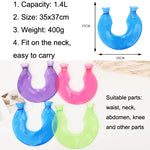 Sac à eau chaude en PVC en forme de U pour les compresses chaudes des épaules et du cou, anti-explosion, bleu + cristal gris, bleu + cristal marine, bleu + tricot flocon de neige vert, bleu + tricot gris, bleu + tricot cyan, tricot bleu clair et cyan
